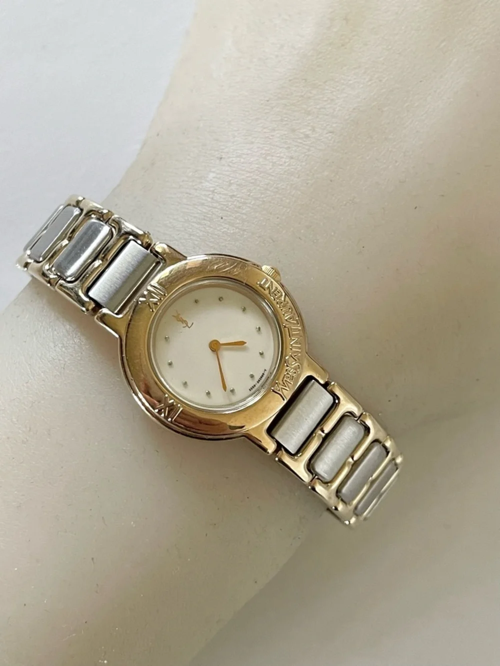 Yves Saint Laurent Two-Tone Gold and Silver Women's Bracelet Watch - Picture 6 of 17